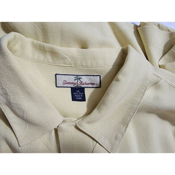 Tommy Bahama 100% Silk Yellow Button Shirt - XL - Picture 5 of 6
